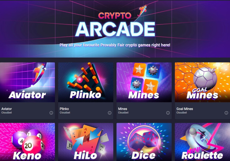 Cloudbet crypto arcade games